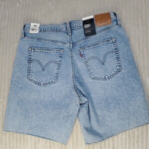 NWT Levi's Premium Ribcage Blue Bermuda Shorts Classic Denim Style